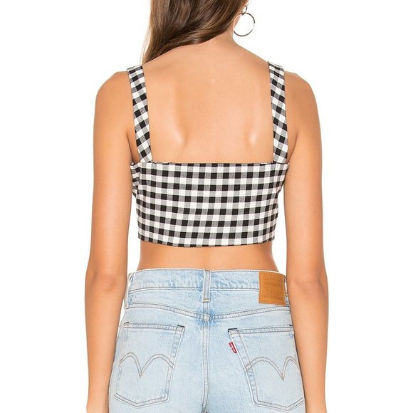 L’Academie Black White Checker Cropped Top XL NWT Coastal Cowgirl - Picture 2 of 11